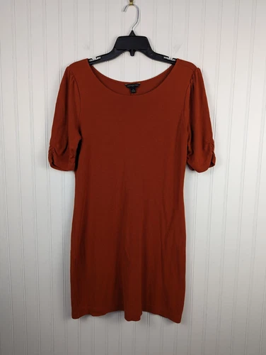 s-l500-478 Banana Republic Women's Dress Burnt Orange Rouched Sleeve Pullover Size M - Image 1